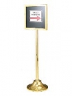 Sign Stand, vertically mounted w/elbow bend, round post and weighted base